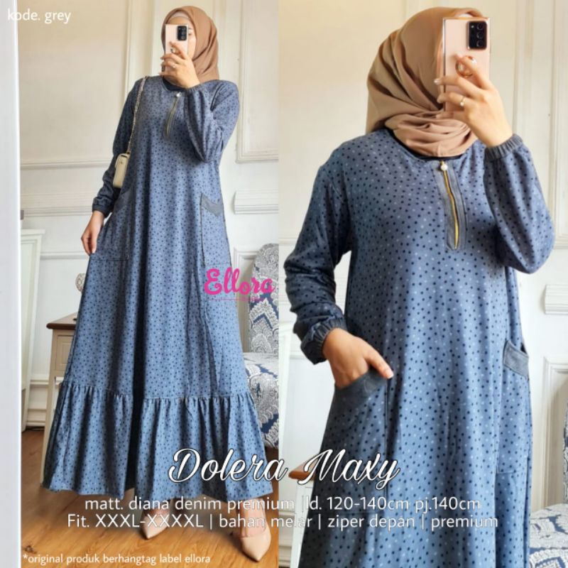 GAMIS FOLERA MAXY BAHAN DIANA DENIM PREMIUM