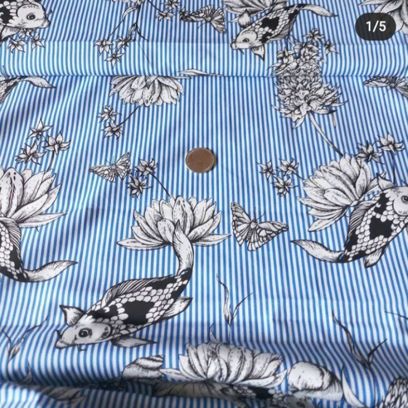 Katun Popline Import Motif Salur Ikan Koi