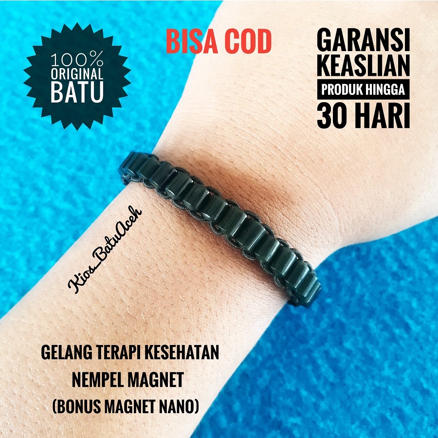 Gelang Tasbih Batu Giok Black Jade Original Asli Aceh Tabung Rantai 33 Butir