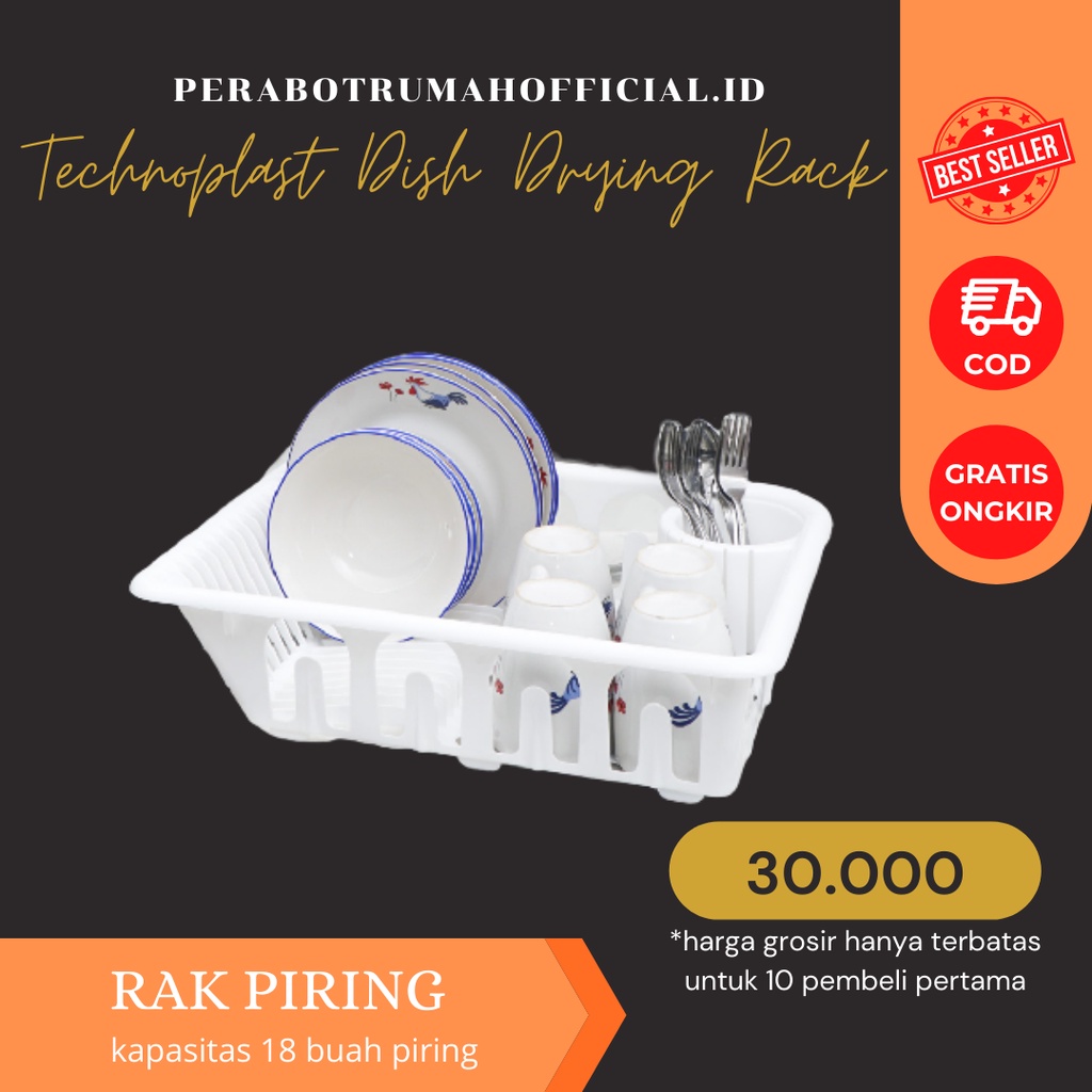Rak Pengering Piring Technoplast Tempat Piring Basah Rak Piring Minimalis Warna Putih