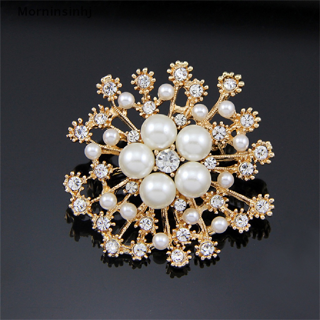 Mornin Hot Pearl Rhinestone Crystal Vintage Flower Brooch Pin Bros Untuk Wanita Hadiah id