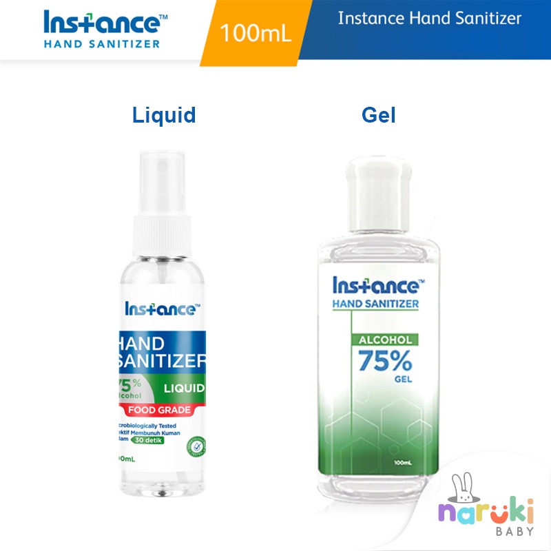 Instance Hand Sanitizer Liquid Spray and Gel 100ml Travel Size