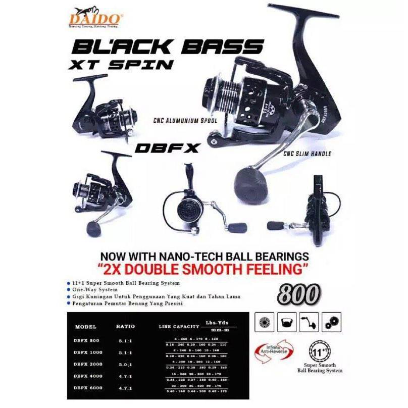 Reel Daido Black Bass XT Spin DBFX 800 & 2000