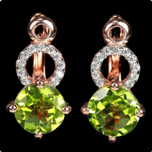 ANTING WANITA BATU ASLI NATURAL APPLE GREEN PERIDOT PERAK 925 SILVER LAPIS EMAS