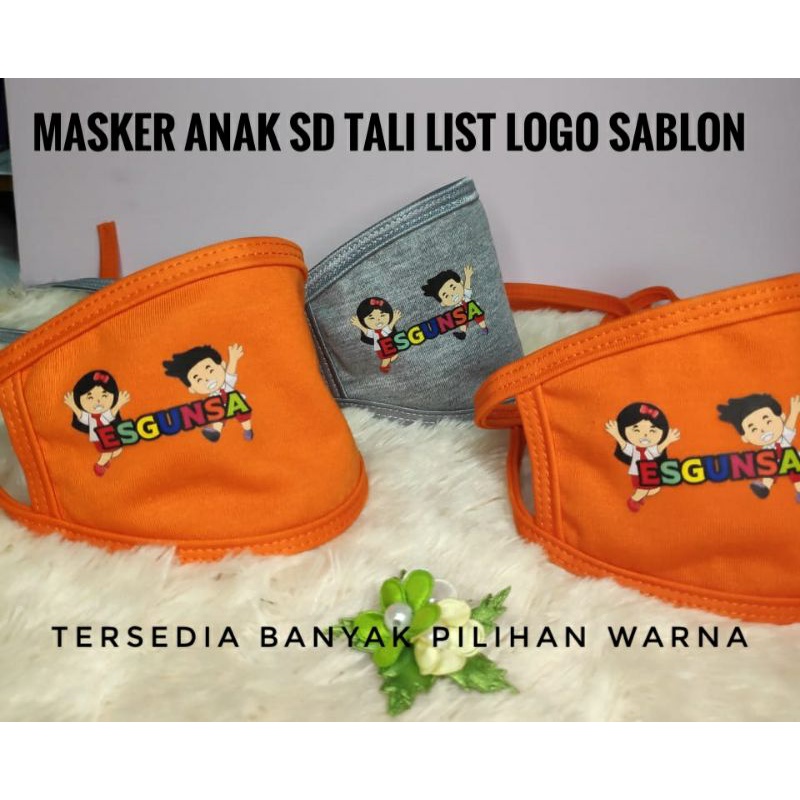 Masker anak anak TK SD Pakai logo Sablon