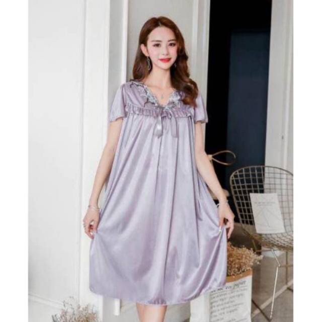 Daster Satin Murah Wanita 763 Panjang Jumbo Fit L XL Xxl Bigsize Cantik Polos Import Motif Bunga