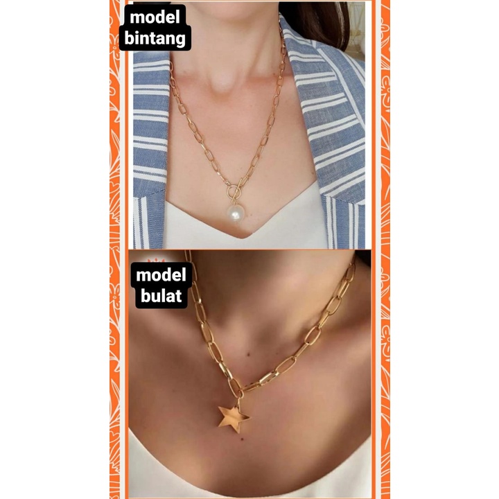 kalung coker model rantai mutiara