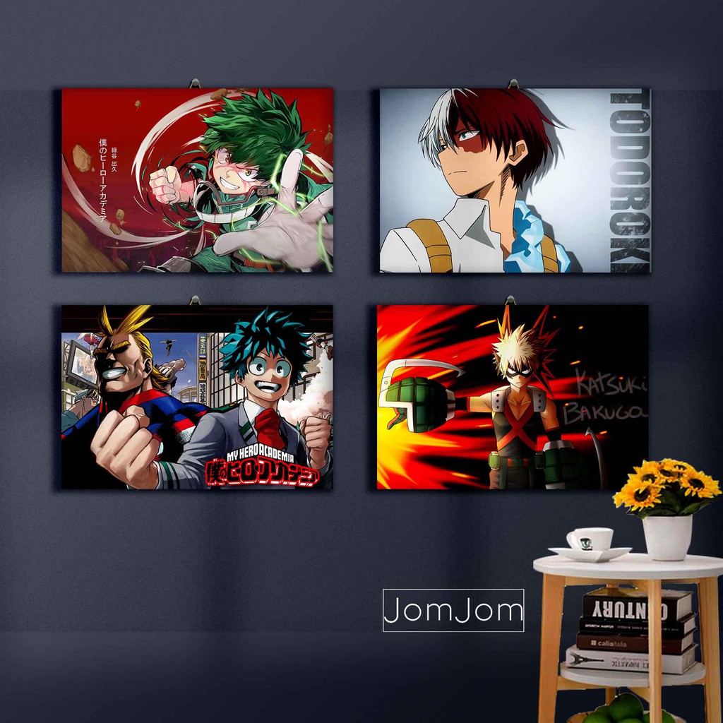 Poster bingkai Kayu My Hero Academia / Dekorasi Kamar / Poster dinding / foto / karakter anime