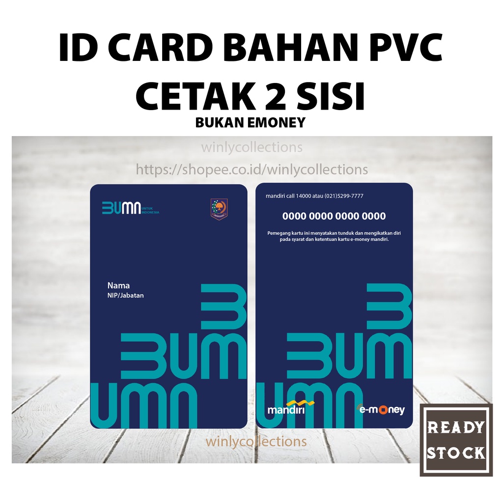 CUSTOM KARTU ID CARD KEMENDAGRI BUMN TERBARU BAHAN PVC - 2 SISI