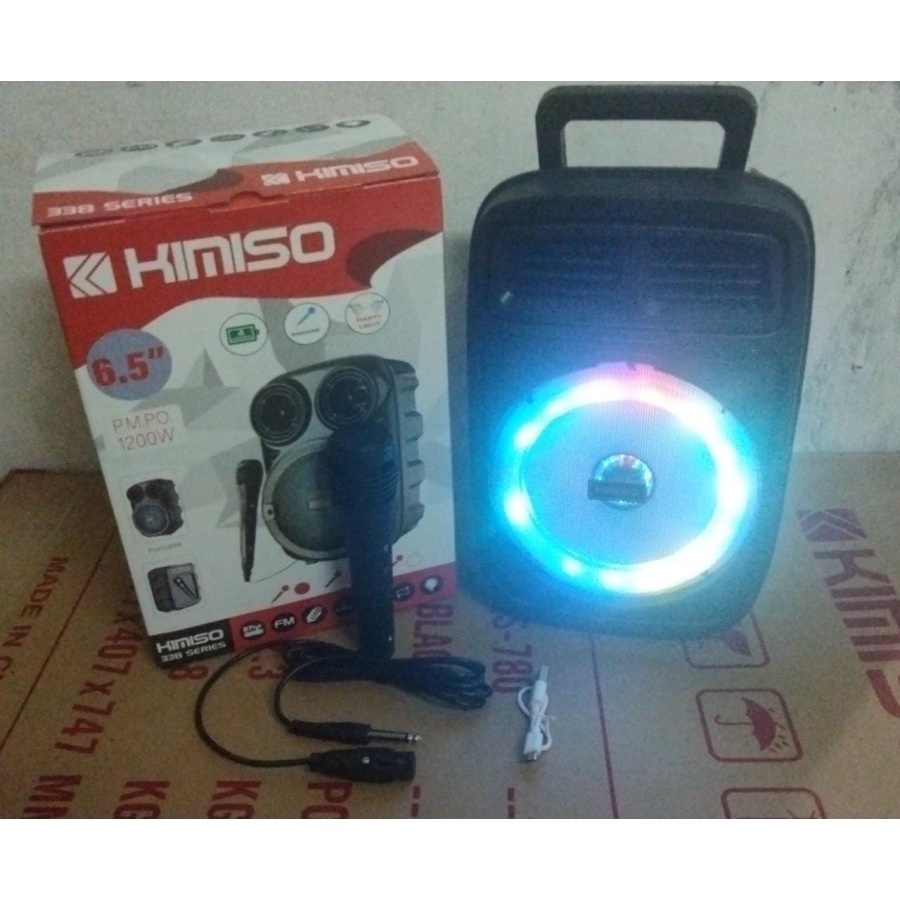 (COD) Speaker KIMISO Bluetooth Portable 3183 LED 6.5inch Plus Microphone