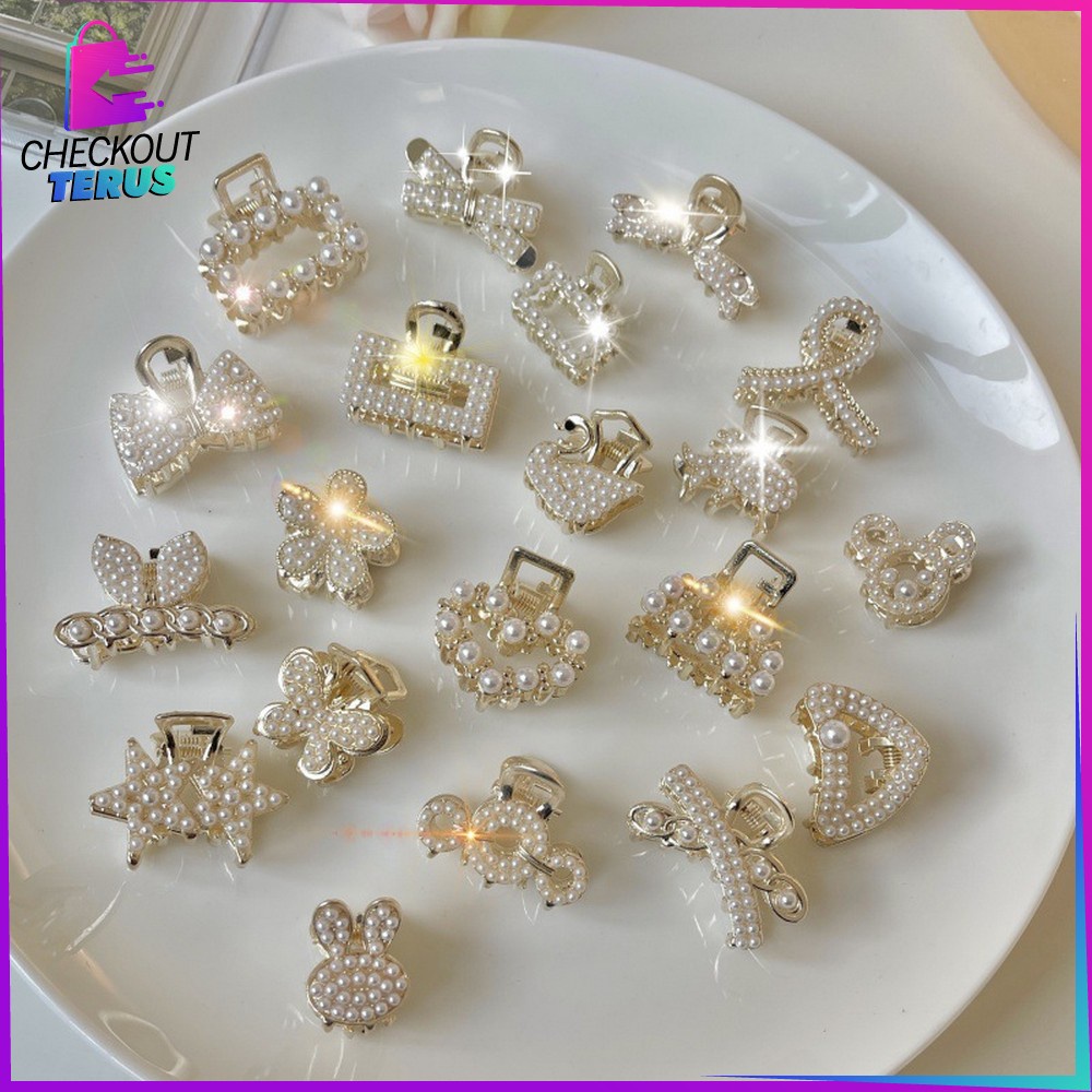 CT C565 Jepit Rambut Alloy Korea Mini Jedai 2.5cm Mutiara Elegan Jepitan Poni Elegan Hair Claw Clips