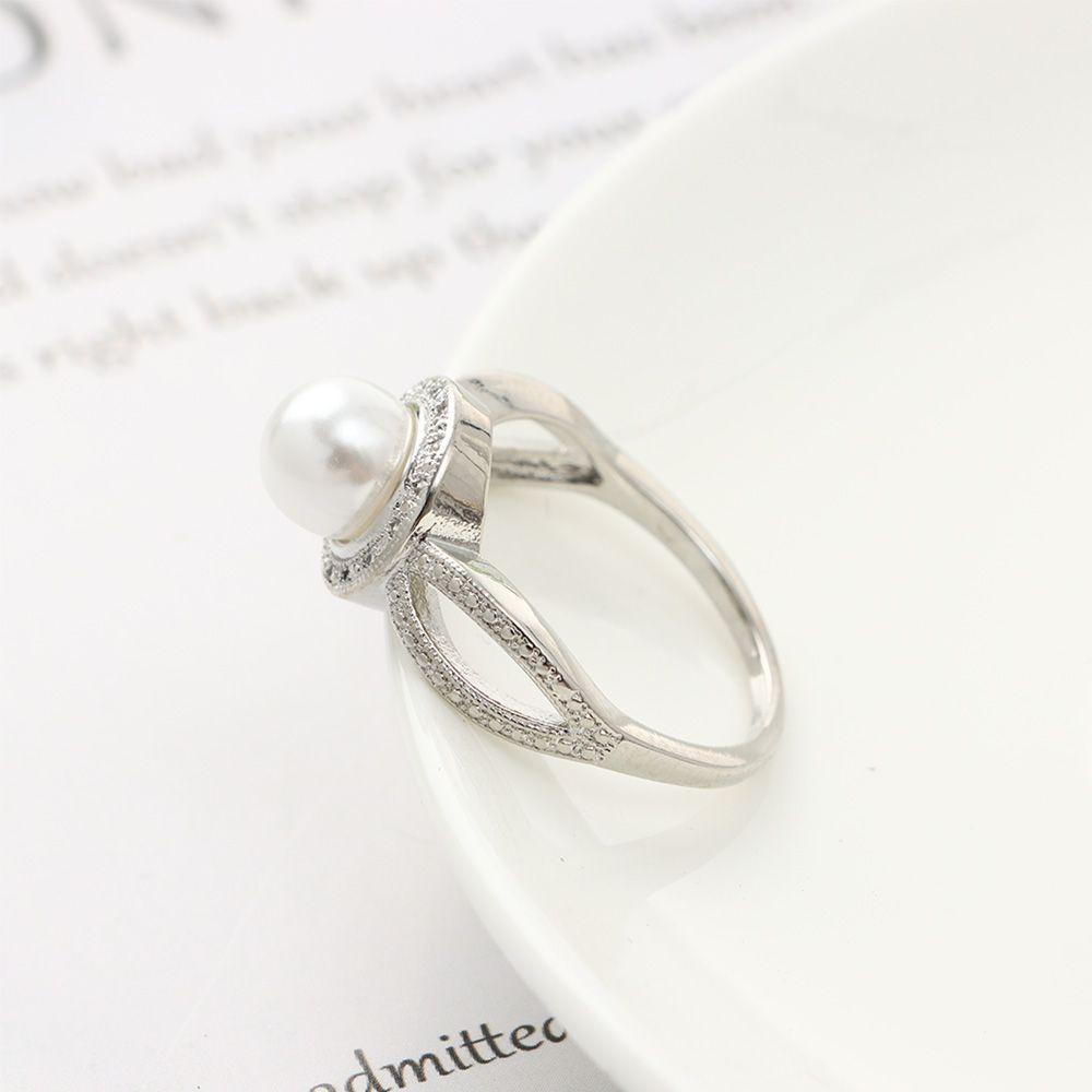 R-bunga Cincin Mutiara Pernikahan Wanita Fashion Aksesoris Populer