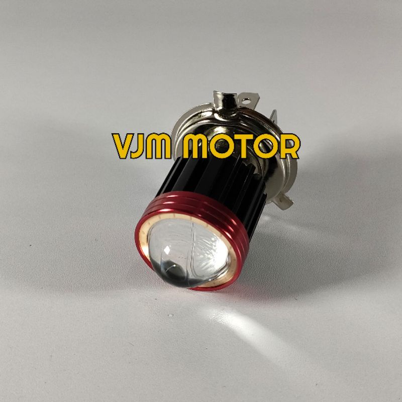 Lampu depan utama LED motor Vixion Mobil Scoopy Fi LED H4 combinasi Ring devil Eye small proji New Led mata jelly fish Nyala putih kuning Terang