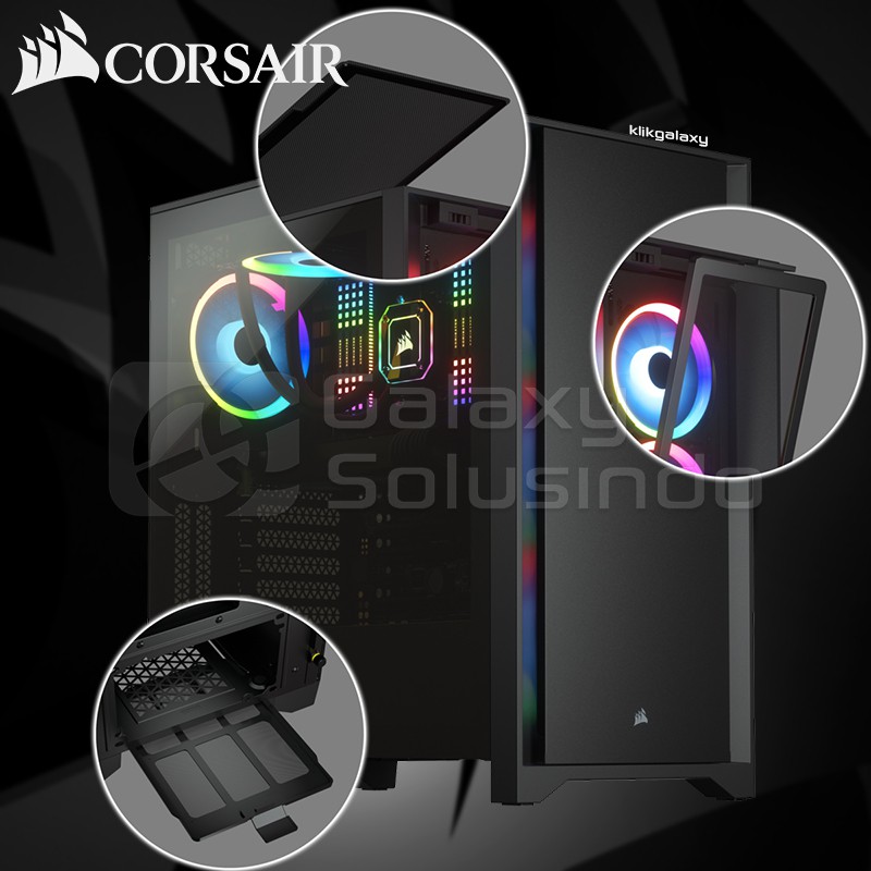 Corsair 4000D Tempered Glass Mid-Tower ATX Gaming Case - Black / Hitam