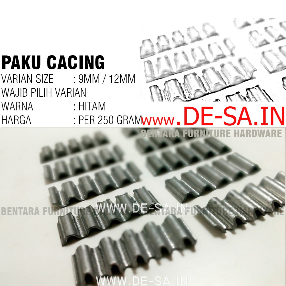 250 GRAM PAKU CACING UKURAN 3/8&quot; - 1/2&quot; - 5/8  (9mm - 12mm - 15mm) - ZINC PLATE CORRUGATED FASTENER