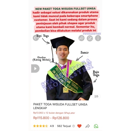 NEW PAKET TOGA WISUDA FULLSET UINSA LENGKAP