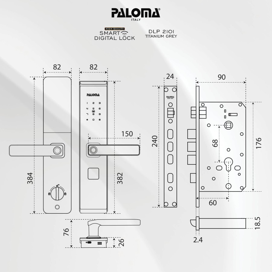 PALOMA SMART DIGITAL LOCK DLP 2101 HANDLE PINTU DIGITAL FINGER PRINT PASSWORD