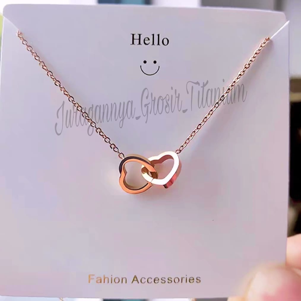 KALUNG CINTA KAIT TITANIUM RANTAI MEWAH ANTI KARAT&amp;ANTI LUNTUR