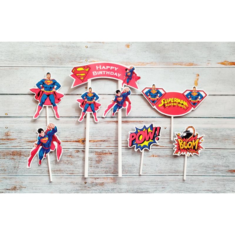 topper toper hiasan kue cake nasi tumpeng ulang tahun happy birthday karakter superman supermen