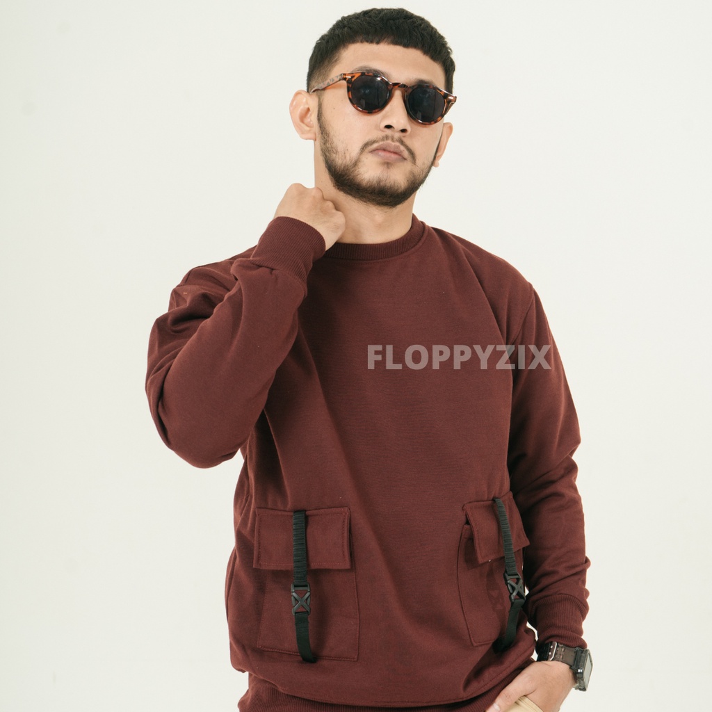 CREWNECK POCKET APLIKASI / CREWNECK SHACKET / CREWNECK PRIA / SWEATER PRIA / CREWNECK