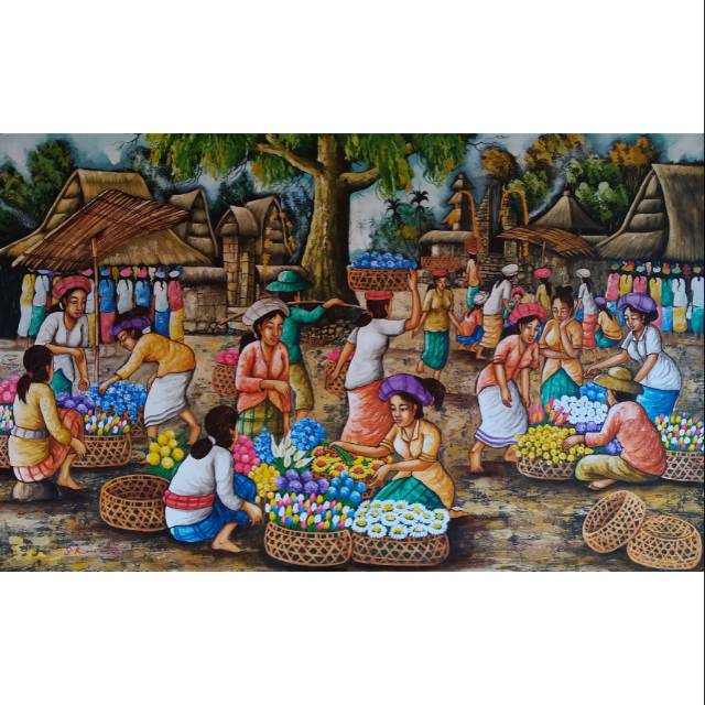 Lukisan pasar bunga | Lukisan tradisi | Lukisan indah | Lukisan bagus | Lukisan bali