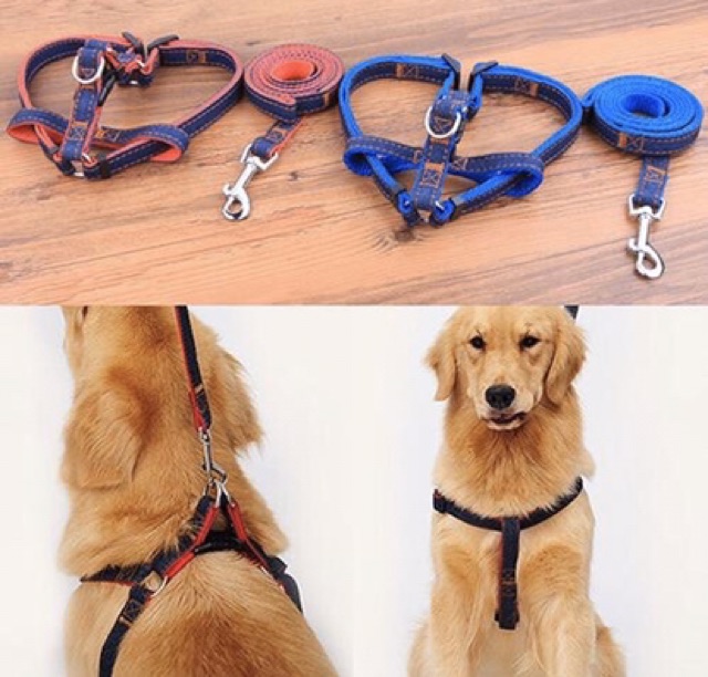 TALI TUNTUN ANJING DENIM TALI ANJING DENIM DOG LEASH HARNESS ANJING HARNES ANJING DOG HARNESS MURAH