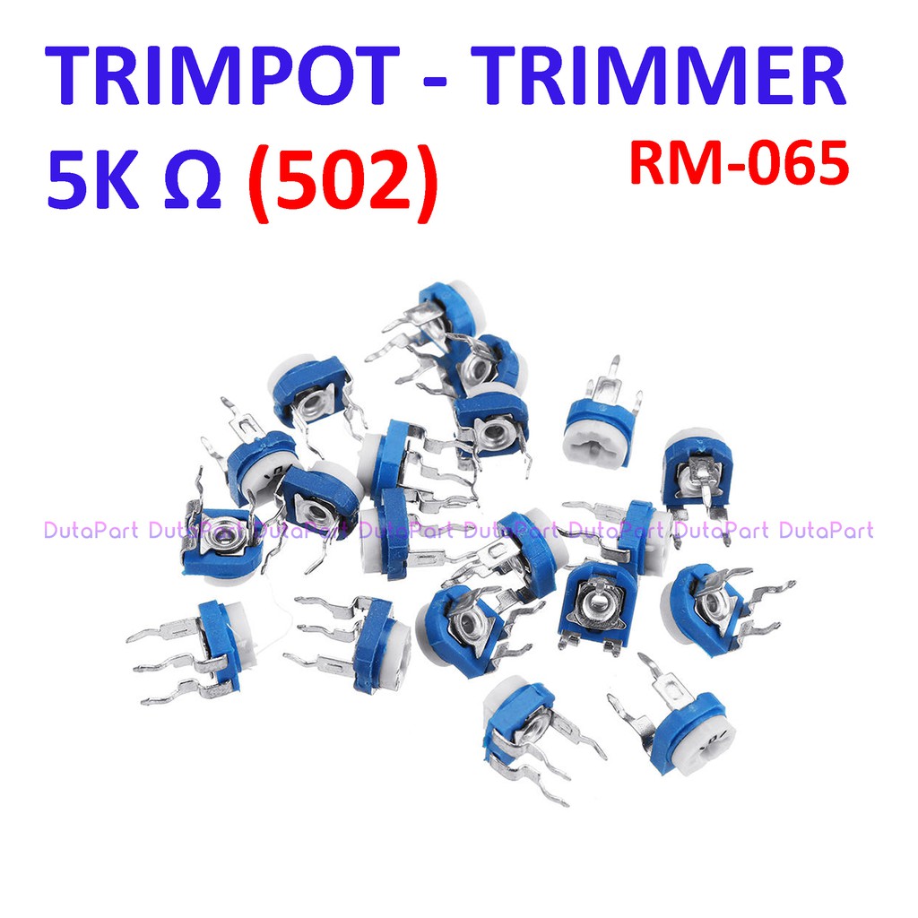 5K Ohm 502 Trimpot Trimmer RM-065 RM065 VR Variable Resistor Putih Biru Potensiometer