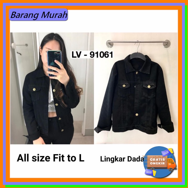 #621 V2 Jeans Jacket Resleting Bangkok Import Lembut Termurah Ker WW120 Jaket Jeans Oversize Black