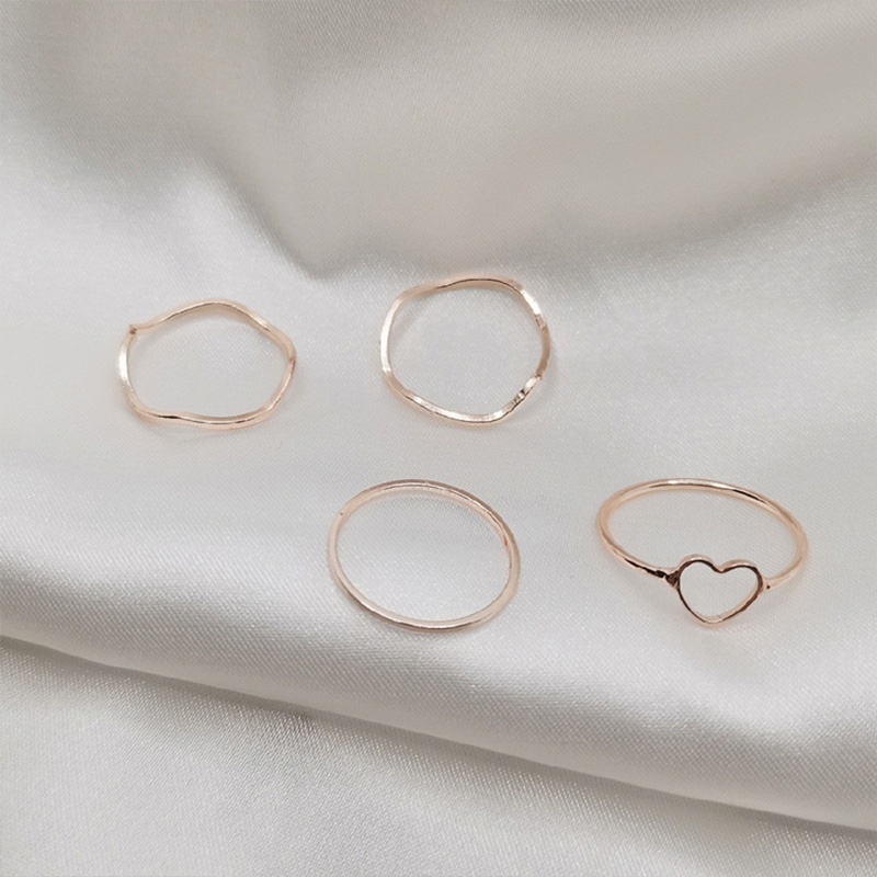 4 Pcs/set Jari Telunjuk Cincin Rose Gold Cincin Set Untuk Wanita Aksesoris Perhiasan Hadiah Natal