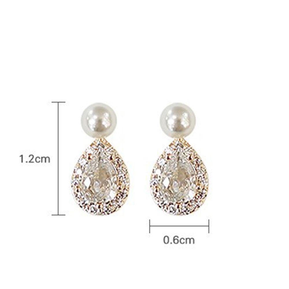 Anting Stud Hias Mutiara Bahan Zirkon Gaya Korea Untuk Wanita