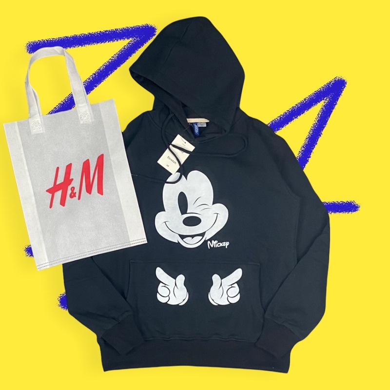 Jual Hoodie H&M mickey mouse White print desain premium full tag ...