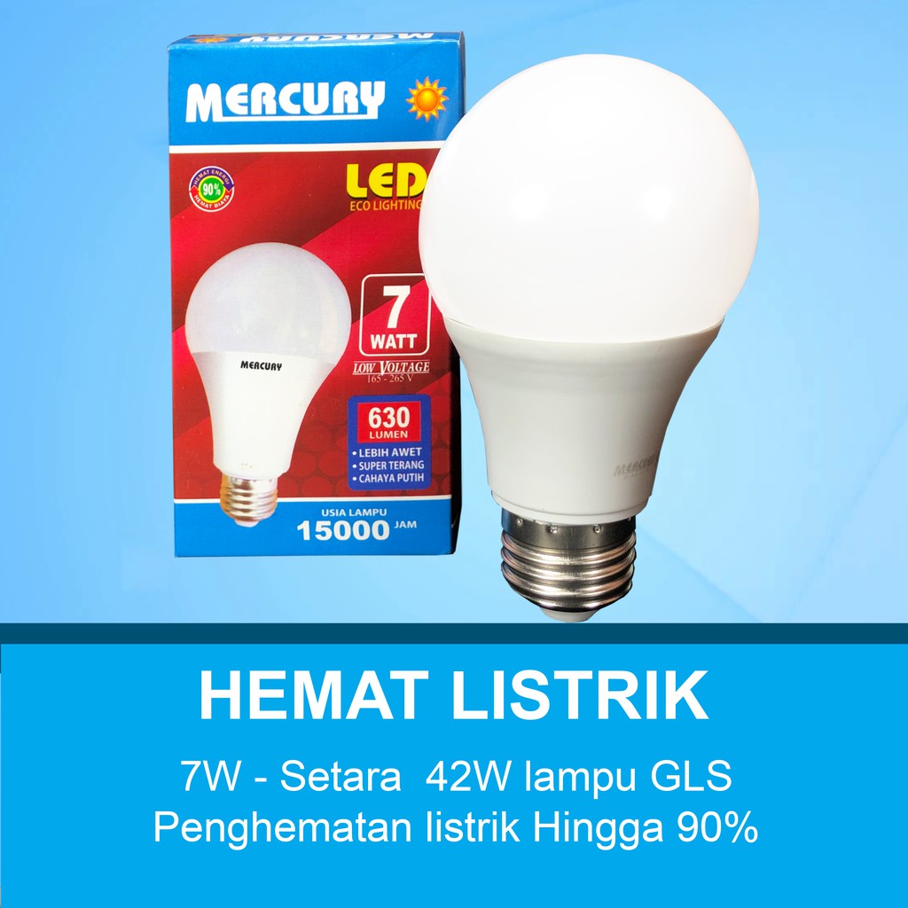 MERCURY LIGHTNING 7W Bohlam LED A Bulb Lampu LED 7 Watt 7 W GARANSI 3 THN ORIGINAL