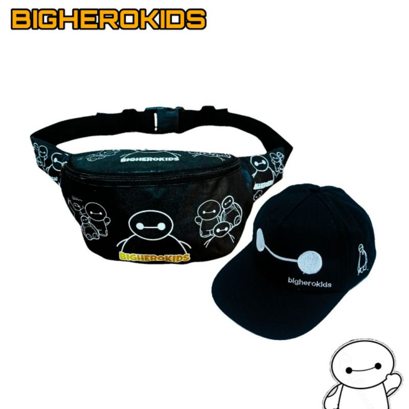 BAYMAX 2IN1 Original Waistbag anak Bighero kids topi bordir baseball