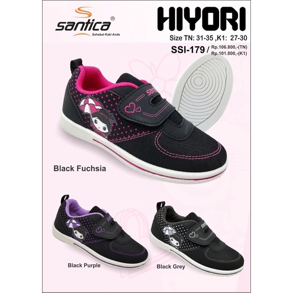 sepatu santica airi hiyori sepatu sekolah anak perempuan tk sd sepatu santica perekat terbaru