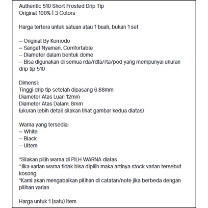 Autentiq 510 SHORT FROSTED  V2 Drip Tipx | driptipx komodo