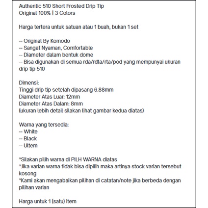 Autentiq 510 SHORT FROSTED  V2 Drip Tipx | driptipx komodo