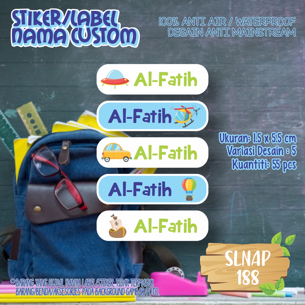 

sticker label nama waterproof kartun mobil uvo perahu SLNAP 188