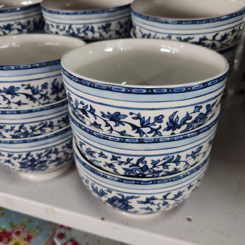 BLUE BOWL MANGKOK MANGKUK KERAMIK SANGO BIRU PUTIH HIASAN PAJANGAN KOLEKSI DEKOR RUANG TAMU HIAS