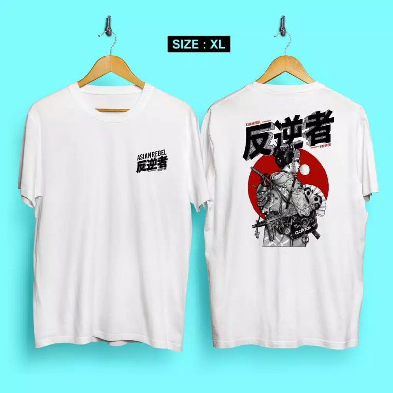 Fourfashion Kaos Pria Kaos Distro XL ASIAN REBEL WHITE CN590