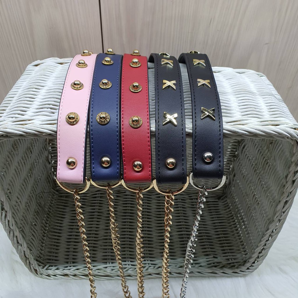 bagstrap rantai mix kulit motif tali tas fashion selempang panjang