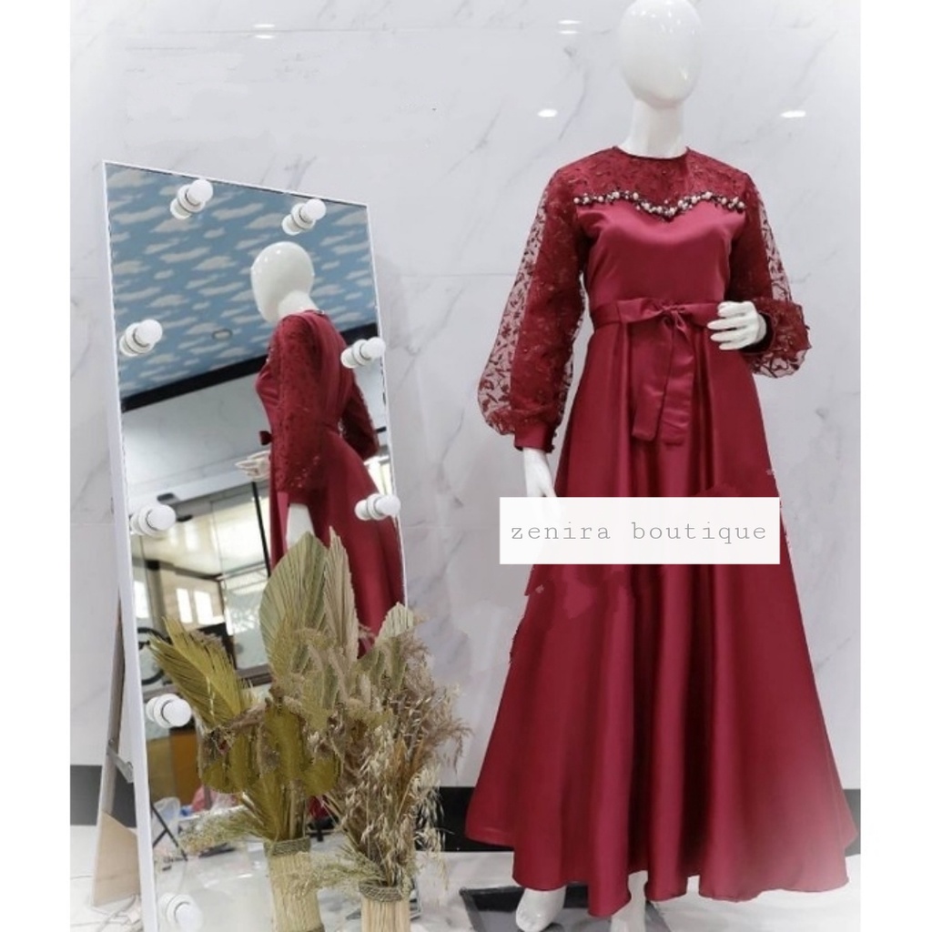 VIOLA GAUN tulle bordir payet / baju pesta remaja lengan balon / prewedding / wisuda / gamis kondangan / couple / tersedia ukuran kecil hingga jumbo