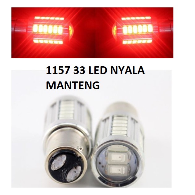 Lampu rem led 1157 bay15d bayonet 2 kaki 33 mata lensa motor mobil MANTENG