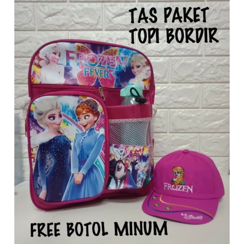 Tas Ransel frozen +botol+topi bordir