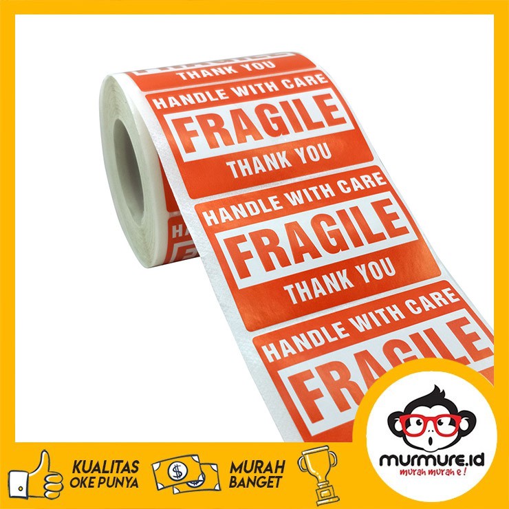 

MURMURE.ID | STICKER LABEL FRAGILE 1 ROLL STIKER PECAH BELAH JANGAN DIBANTING MURAH FS036