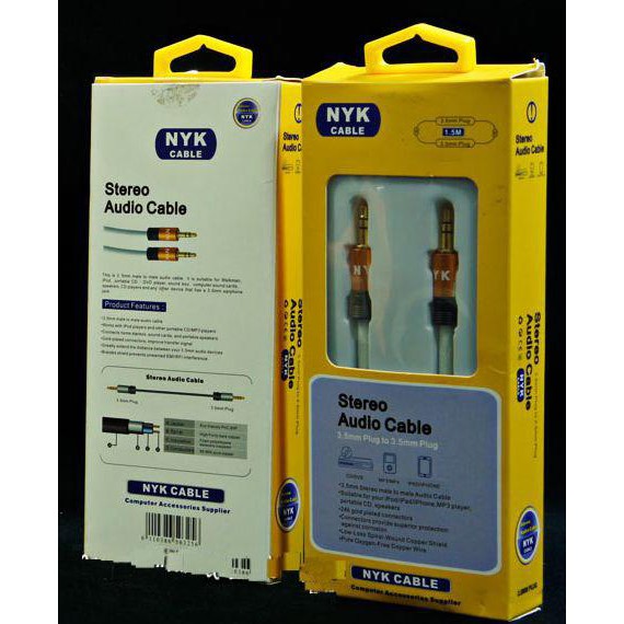 Kabel Aux Audio NYK 3.5mm To 3.5mm Stereo GOLD 1.5M