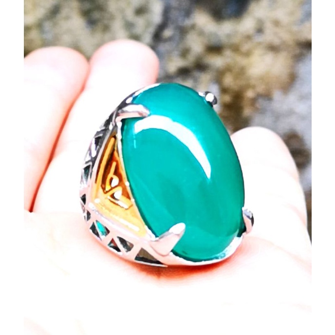 Batu Cincin Pria Bacan Doko Asli super jumbo Super mewah Crystal HQ TERMURAH bacan  cina