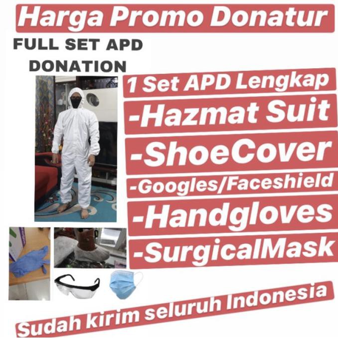 APD CORONA / HAZMAT SUIT STANDAR MEDIS WATERPROOF - 1 SET LENGKAP FULL