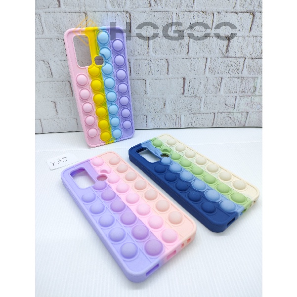 HOGOO CASE POP IT SILICONE VIVO Y30 Y30i Y50 Y91 Y93 Y95 - CASE PENGHILANG STRESS PUSH IT BUBBLE CASE RAINBOW