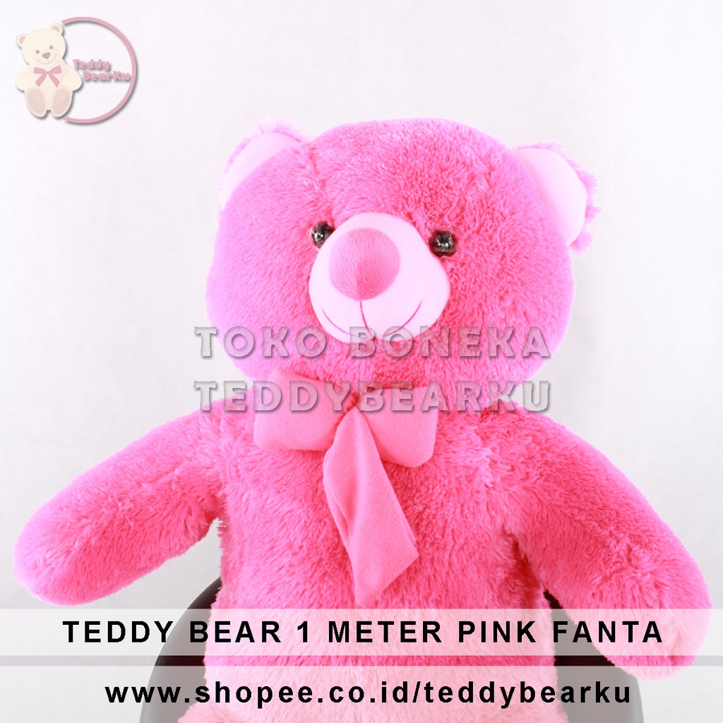 BONEKA TEDDY BEAR JUMBO UKURAN 1 METER WARNA PINK FANTA KHAS BANDUNG