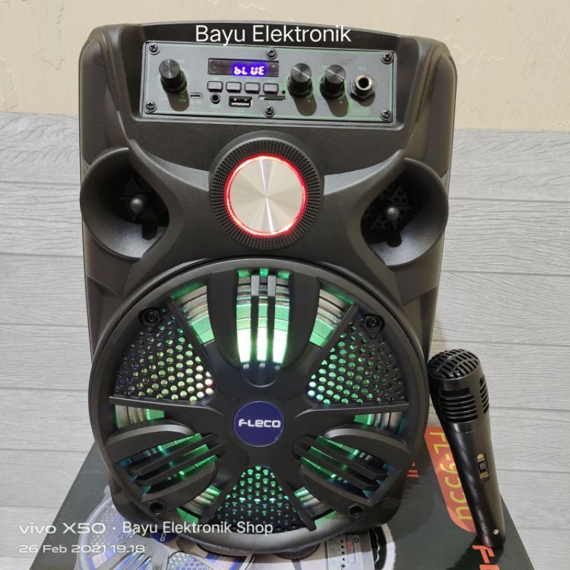 Speaker Bluetooth Karaoke Fleco FL-955D/F-8801 8,5 Inchi Gratis Microphone Super Bass /